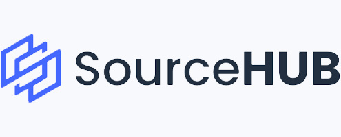 SourceHub logo. SourceHUB is one of many companies that utilizes CannaSpyglass’s cannabis data and market analytics.